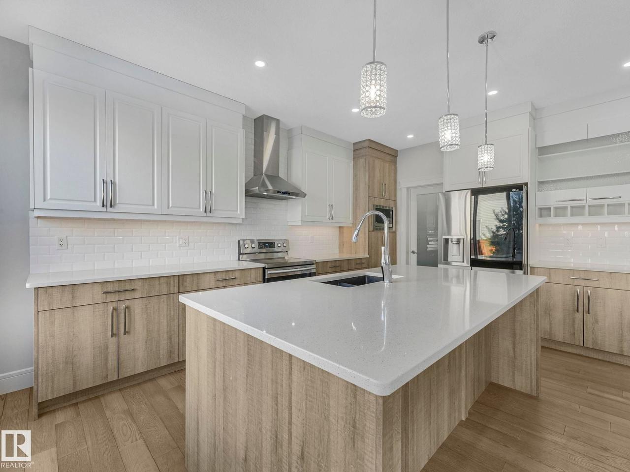 8641 Mayday Wynd Sw, Edmonton, AB - Indoor Photo Showing Kitchen With Upgraded Kitchen